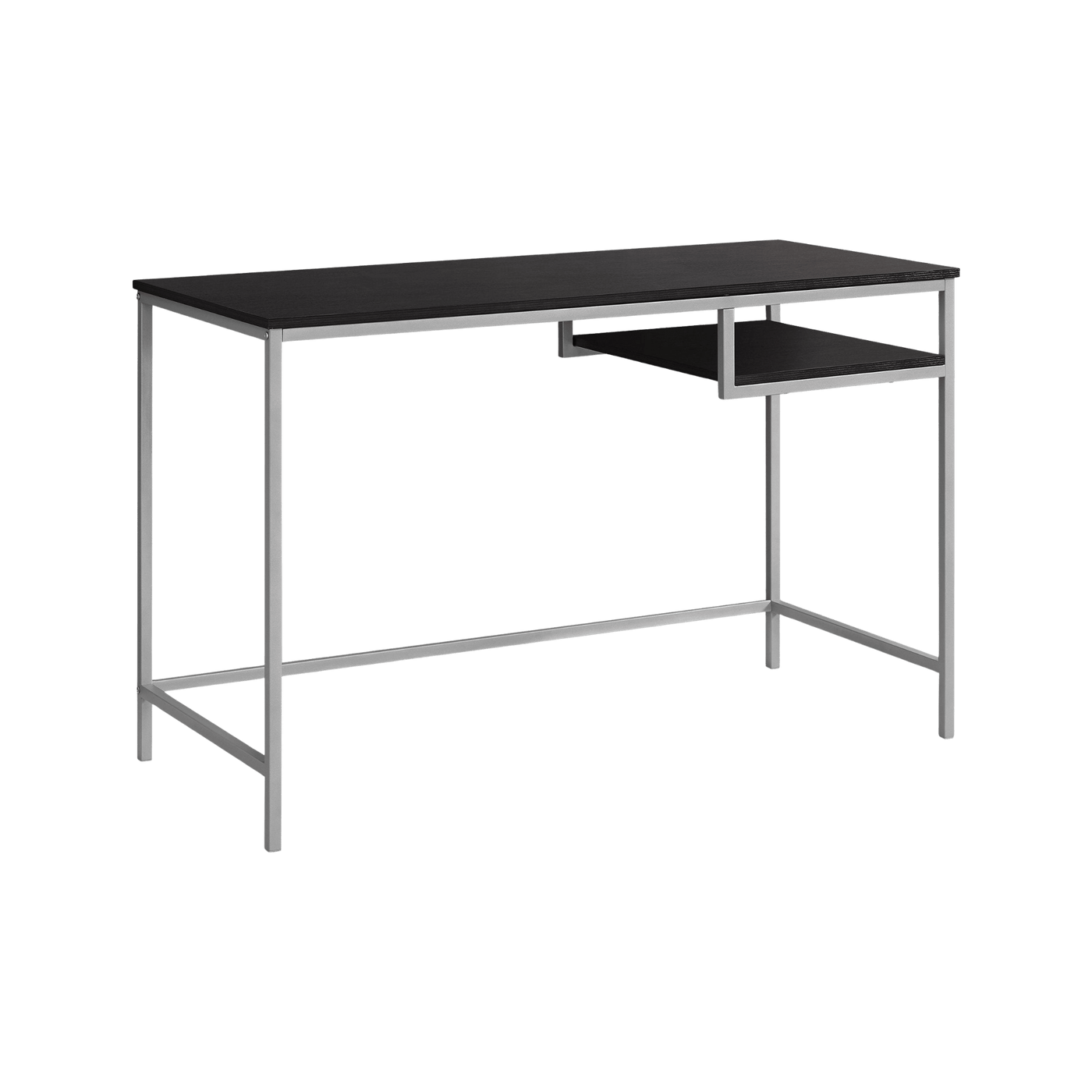 Durable 30-inch white MDF computer desk with a white metal frame and a right-side shelf.