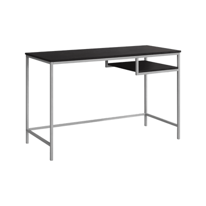 Durable 30-inch white MDF computer desk with a white metal frame and a right-side shelf.