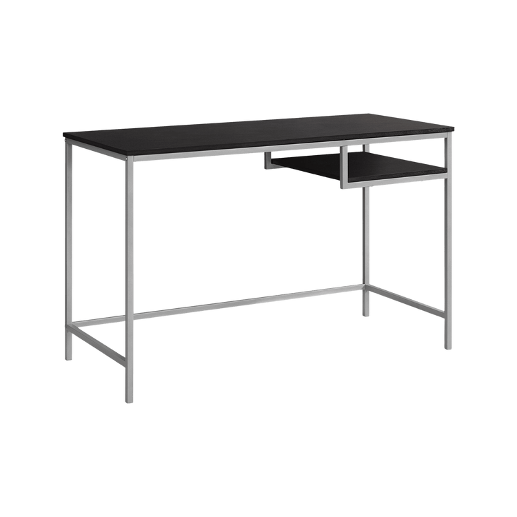 Durable 30-inch white MDF computer desk with a white metal frame and a right-side shelf.