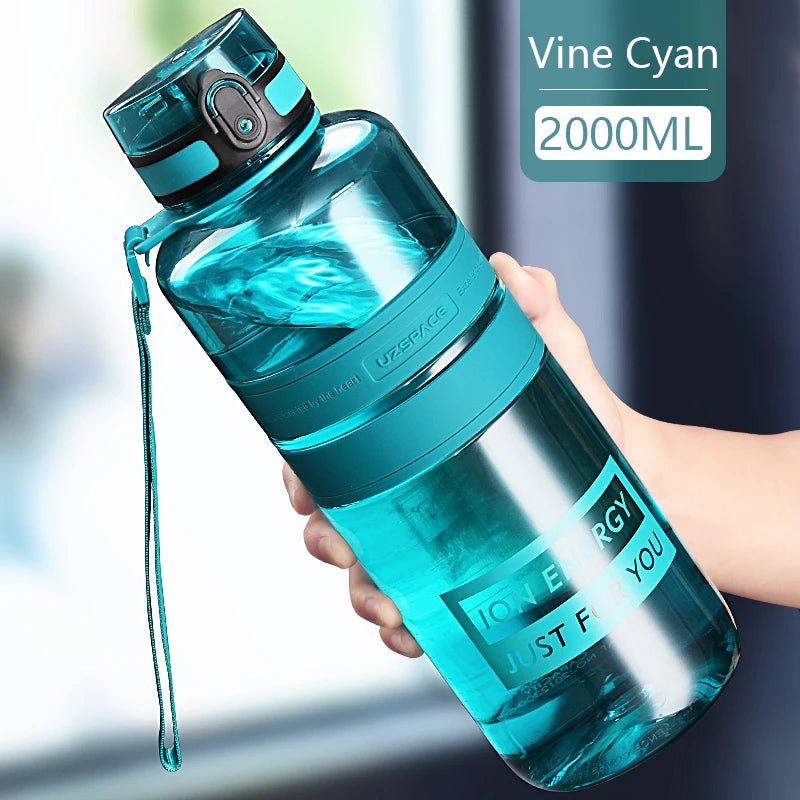 1.5/2L Sport Water Bottle Large Capacity Portable Leakproof Shaker Outdoor Fitness Bottle Ecofriendly Plastic Drinkware BPA Free