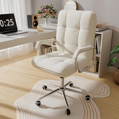 ergonomic office chair with tilt function and casters, tufted PU leather