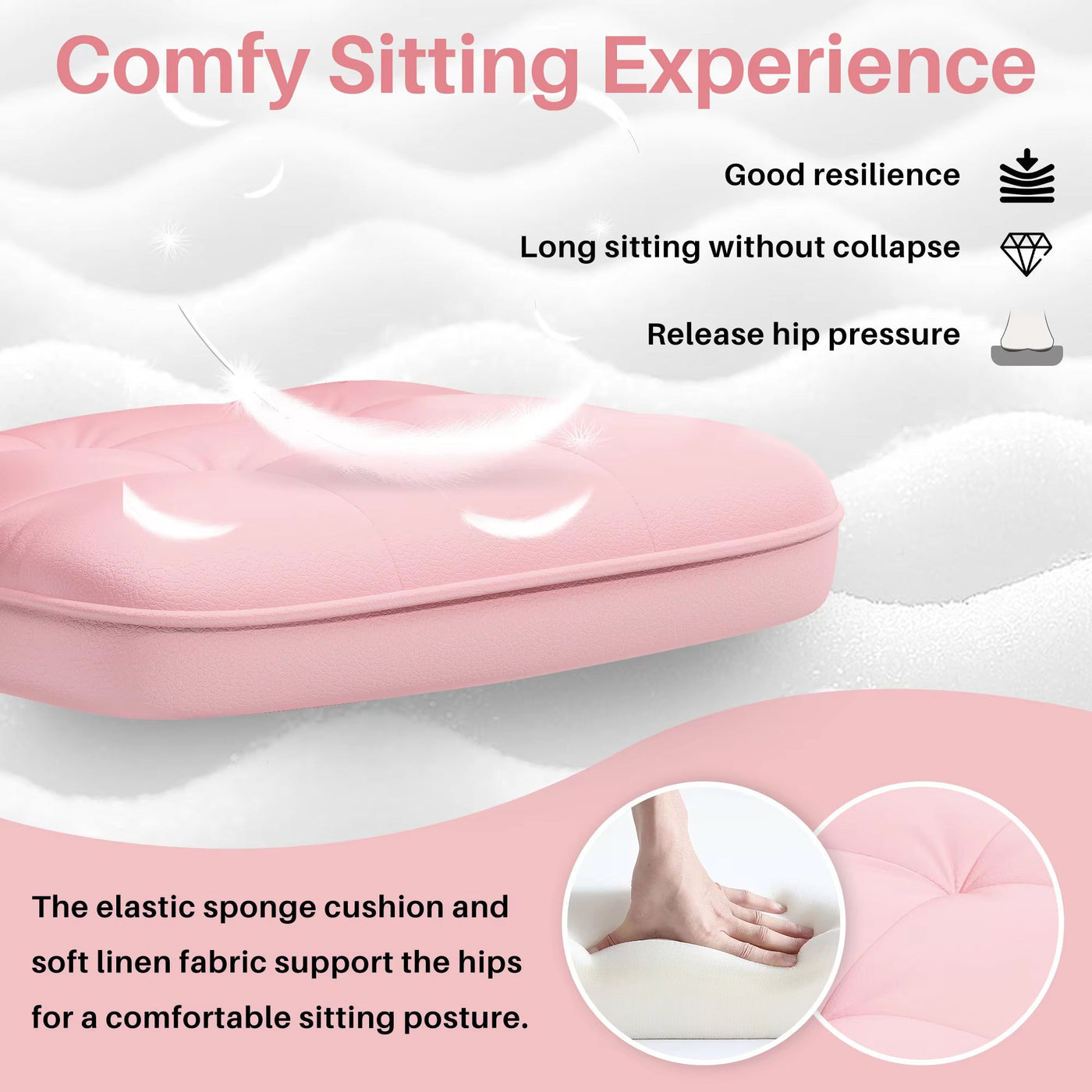 Leather computer desk chair with sofa-like comfort, ergonomic swivel design, premium PU leather and high-density foam.