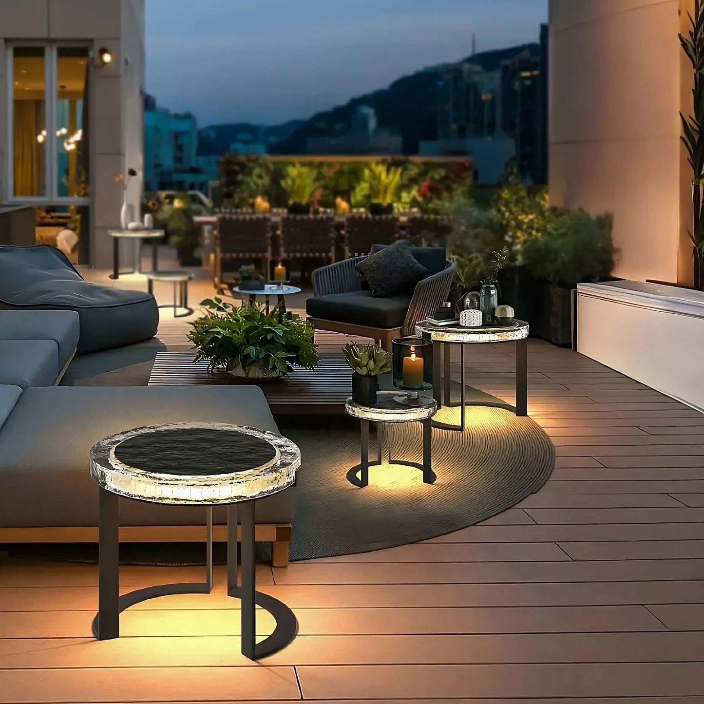 OUTDOOR SOLAR POWER LED GARDEN TABLE