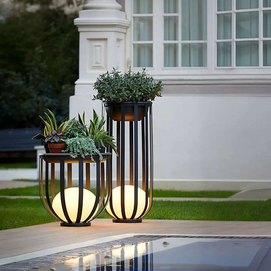 Outdoor Solar Power LED Plant Stand - outdoor lighting modern