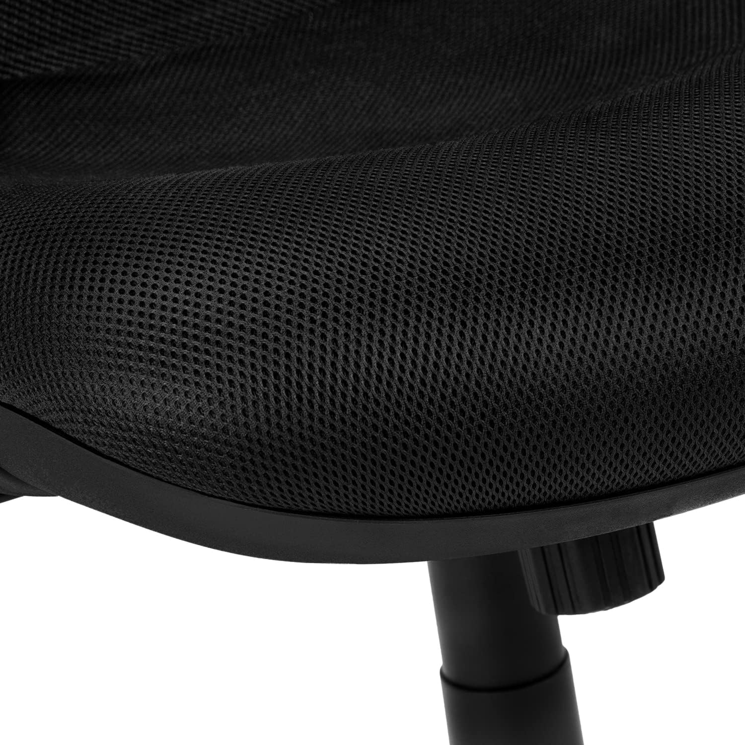 Premium black foam seat on a metal-frame office chair with adjustable height.