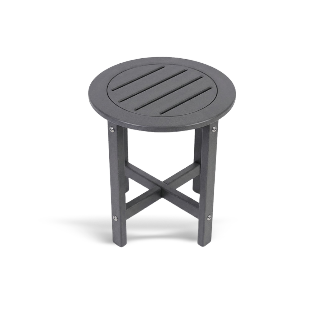 Round gray stool with a white background