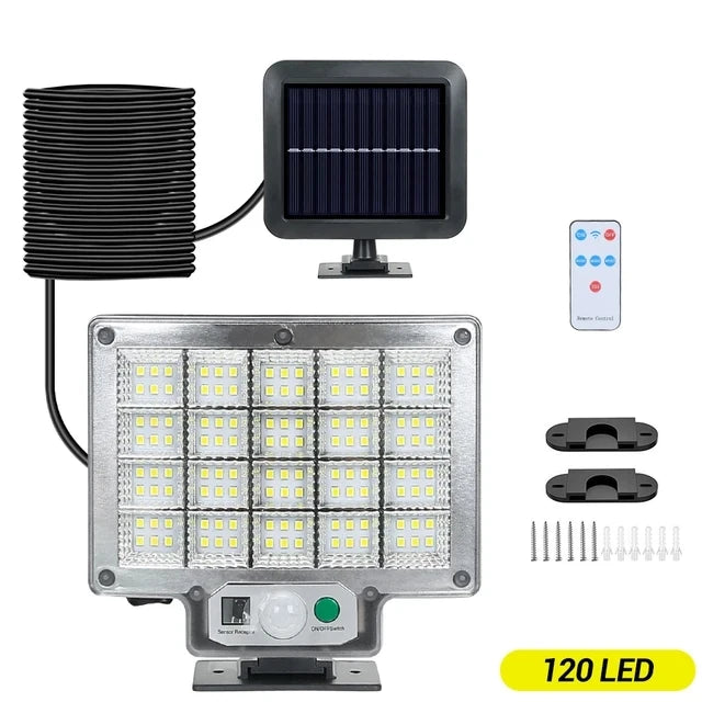 Powerful LED Solar Lamp 4 Working Modes with Motion Sensor Remote Control Floodlight Outdoor Garden Yard Waterproof Wall Light