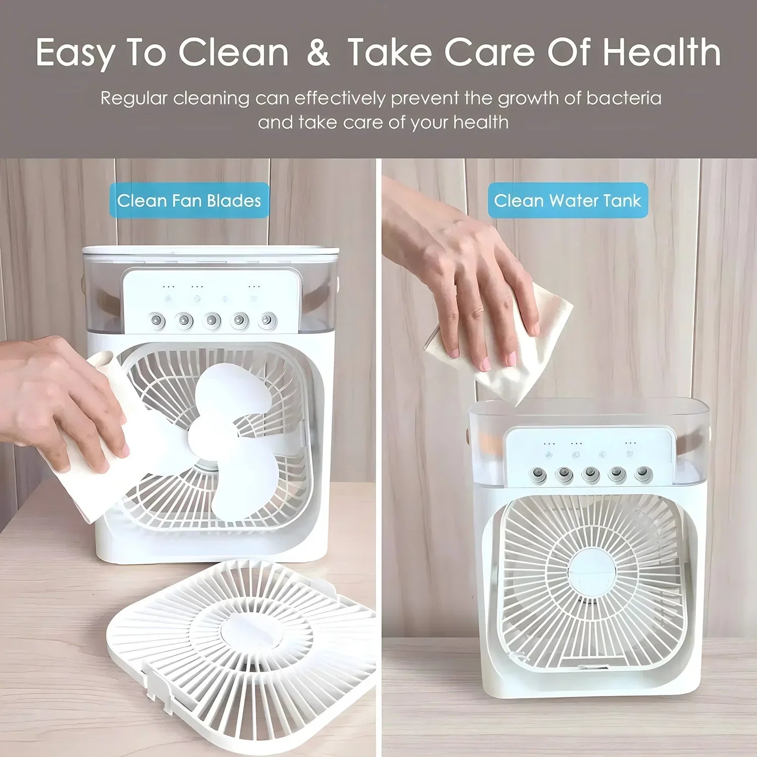 Portable Fan Air Conditioners USB Electric Fan LED Night Light Water Mist Fun 3 in 1 Air Humidifie for Home