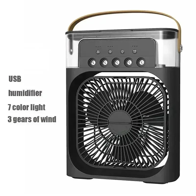 Portable Fan Air Conditioners USB Electric Fan LED Night Light Water Mist Fun 3 in 1 Air Humidifie for Home