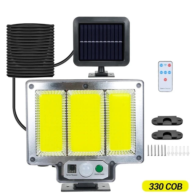 Powerful LED Solar Lamp 4 Working Modes with Motion Sensor Remote Control Floodlight Outdoor Garden Yard Waterproof Wall Light