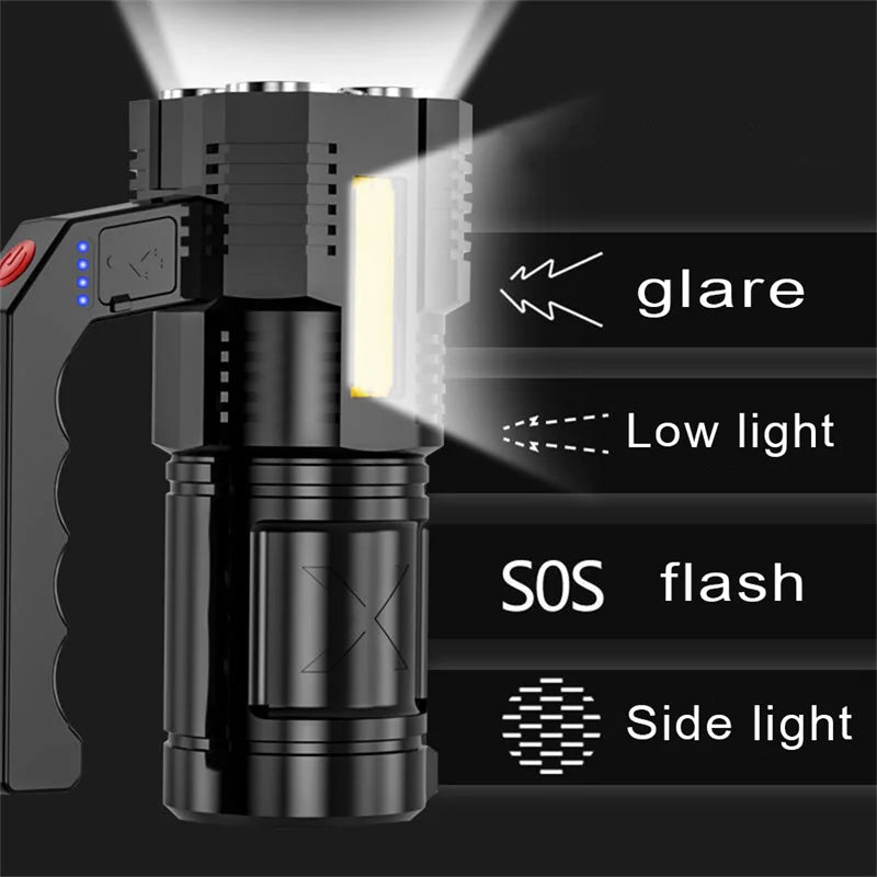 Waterproof Rechargeable Flashlight with COB Light