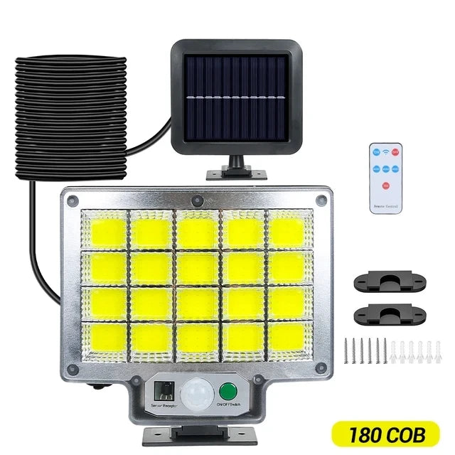 Powerful LED Solar Lamp 4 Working Modes with Motion Sensor Remote Control Floodlight Outdoor Garden Yard Waterproof Wall Light