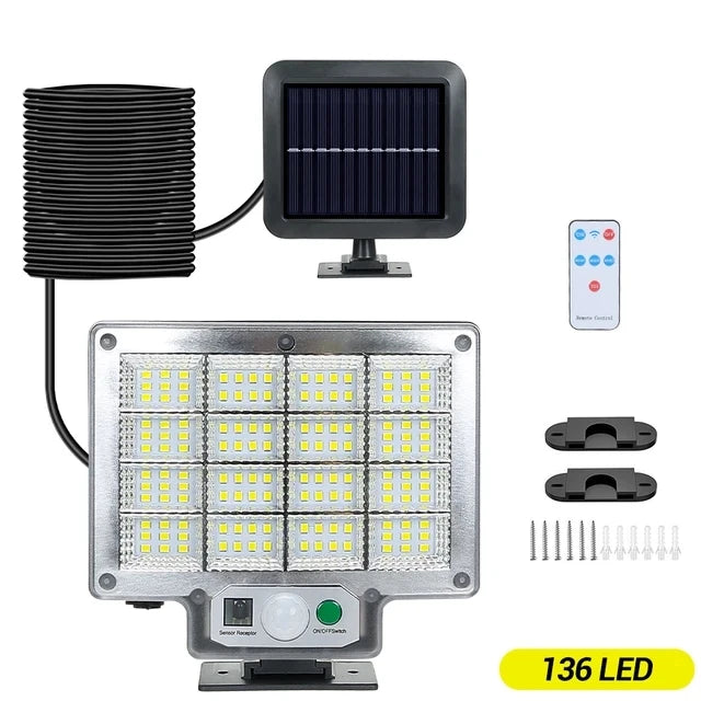 Powerful LED Solar Lamp 4 Working Modes with Motion Sensor Remote Control Floodlight Outdoor Garden Yard Waterproof Wall Light