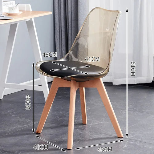 Nordic Transparent Dining Chairs Backrest Stool Nail Wooden Acrylic Makeup Dining Chairs Muebles Hogar Home Furniture QF50DC