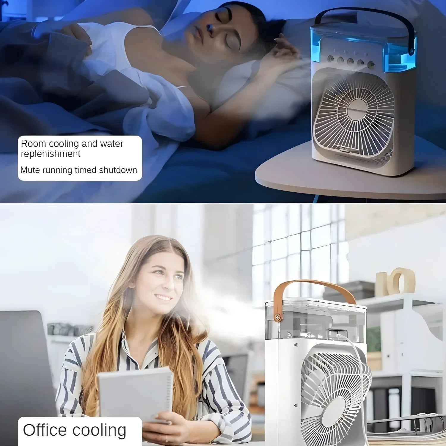 Portable Fan Air Conditioners USB Electric Fan LED Night Light Water Mist Fun 3 in 1 Air Humidifie for Home