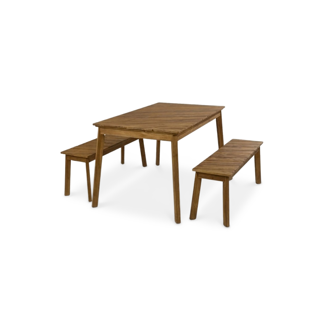 Indoor-outdoor acacia bench dining set