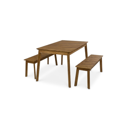 Indoor-outdoor acacia bench dining set