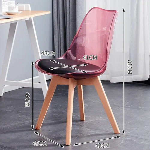 Nordic Transparent Dining Chairs Backrest Stool Nail Wooden Acrylic Makeup Dining Chairs Muebles Hogar Home Furniture QF50DC