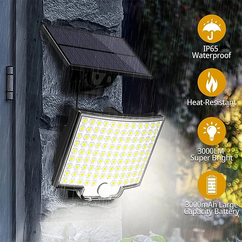 Powerful LED Solar Lamp 4 Working Modes with Motion Sensor Remote Control Floodlight Outdoor Garden Yard Waterproof Wall Light