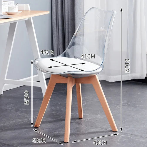 Nordic Transparent Dining Chairs Backrest Stool Nail Wooden Acrylic Makeup Dining Chairs Muebles Hogar Home Furniture QF50DC