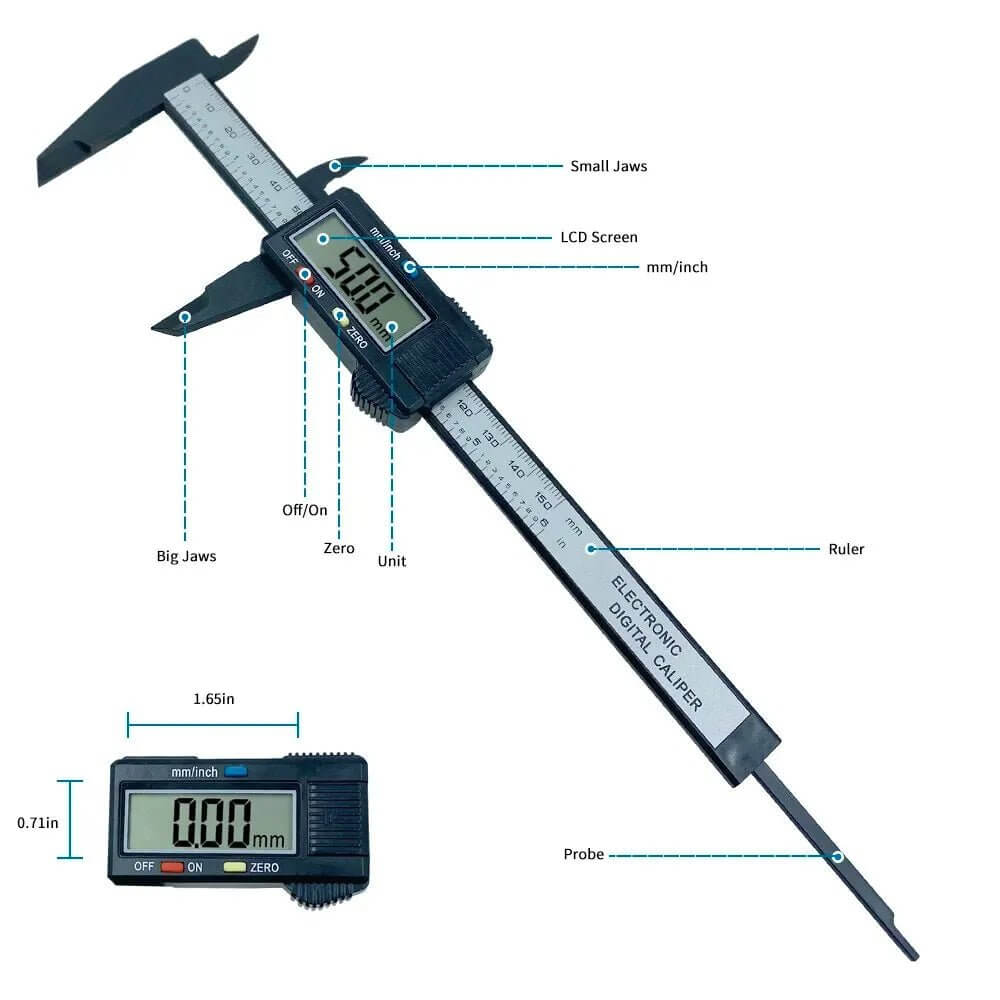 High - Precision Digital Caliper with Carbon Fiber Body