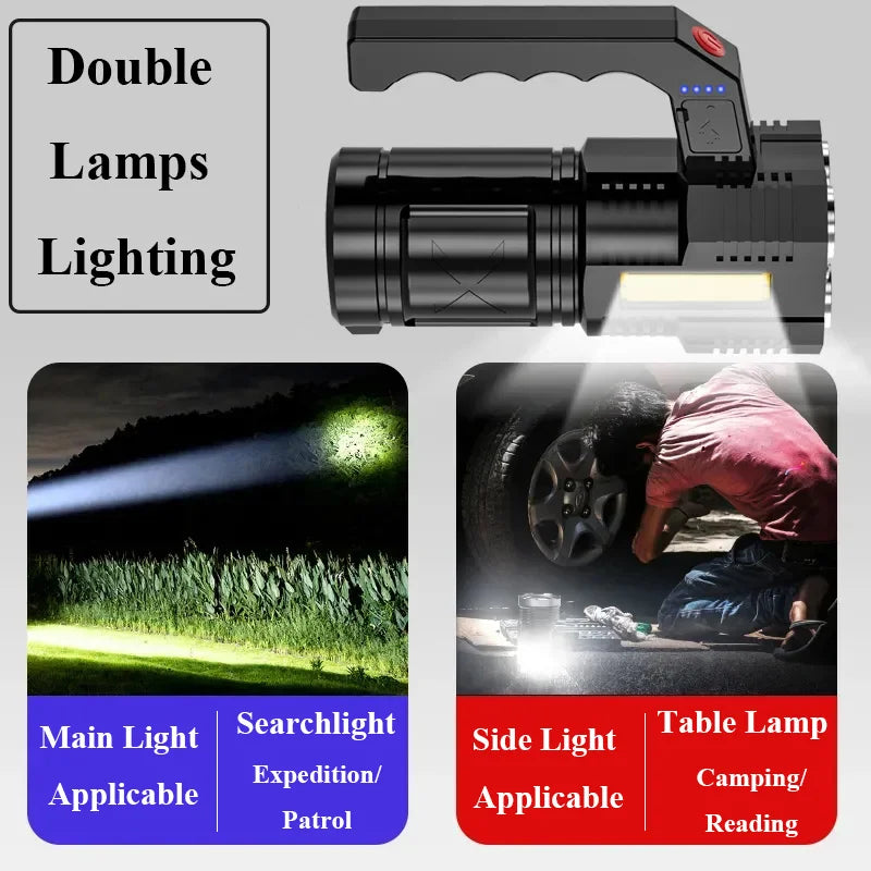 Waterproof Rechargeable Flashlight with COB Light