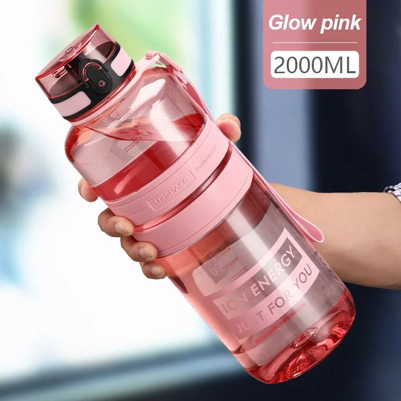 1.5/2L Sport Water Bottle Large Capacity Portable Leakproof Shaker Outdoor Fitness Bottle Ecofriendly Plastic Drinkware BPA Free