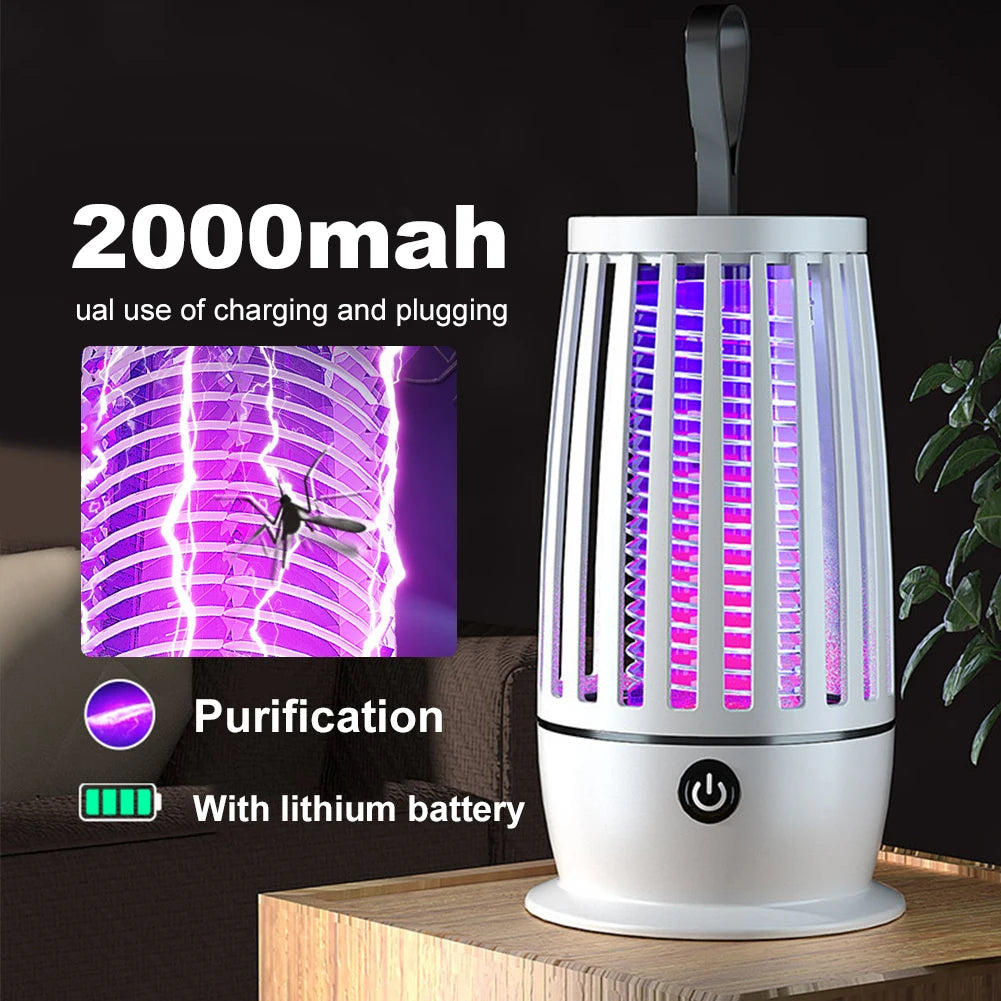 Electric Mosquito Swatter Bug Zapper Trap Lamp USB Rechargeable Outdoor Insect Fly Trap for Home Bedroom Camping Lantern