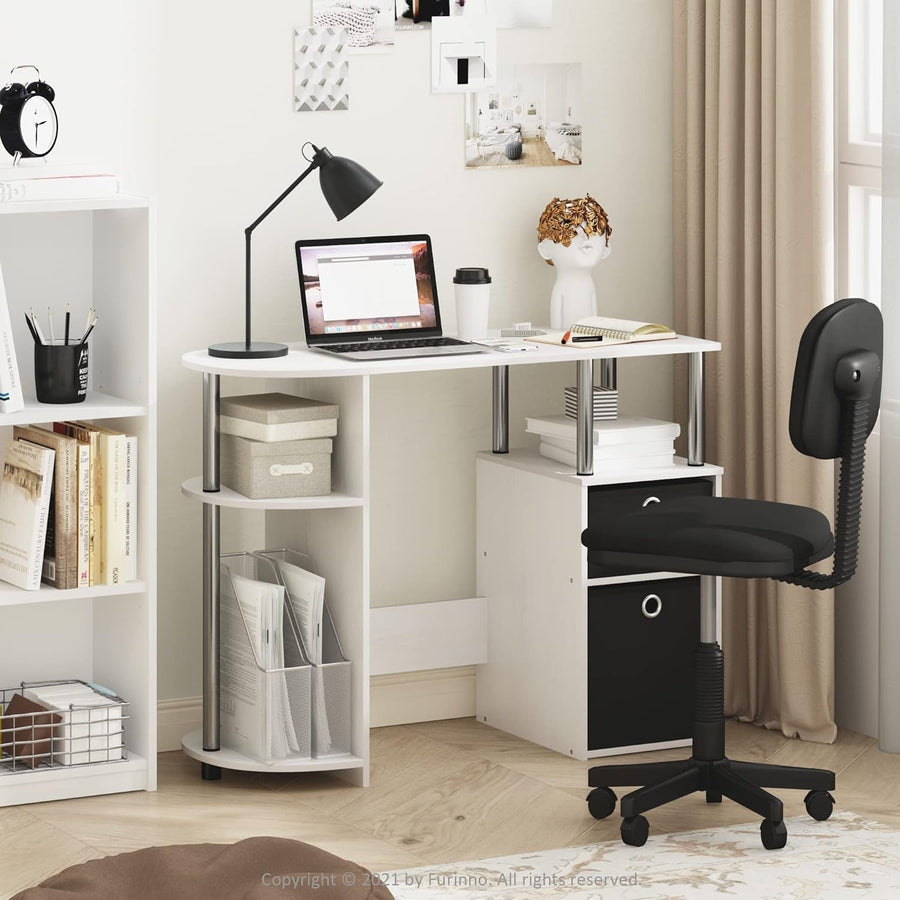White Oak Computer Desk with Storage Bins CARB Wood