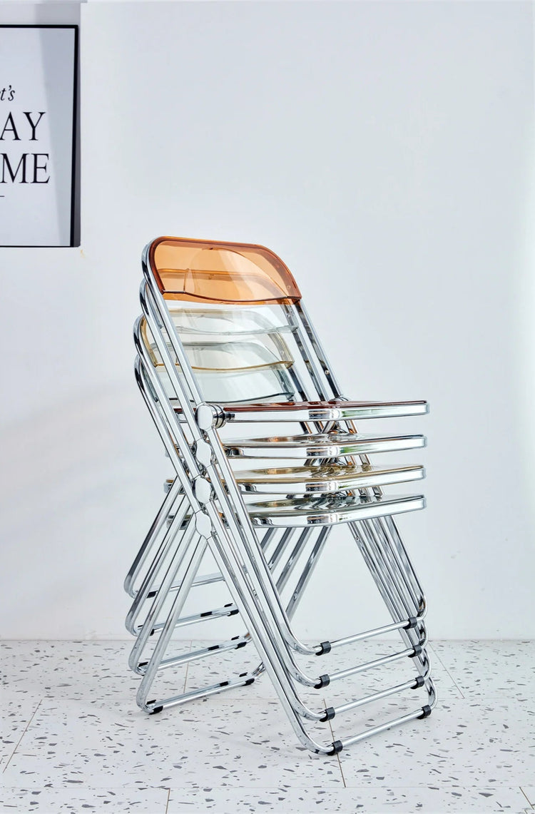 Stackable chair with transparent design on a light background