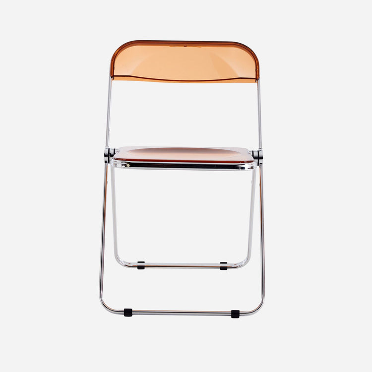 Transparent chair with yellow backrest on a white background
