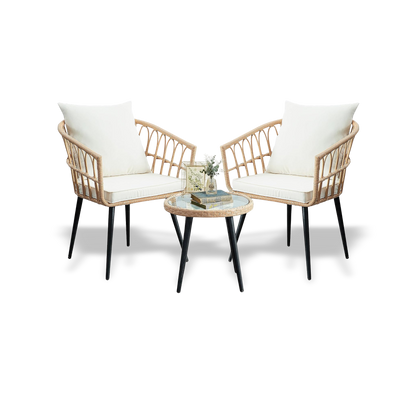 all-weather wicker patio bistro set for two, weather-resistant PE rattan