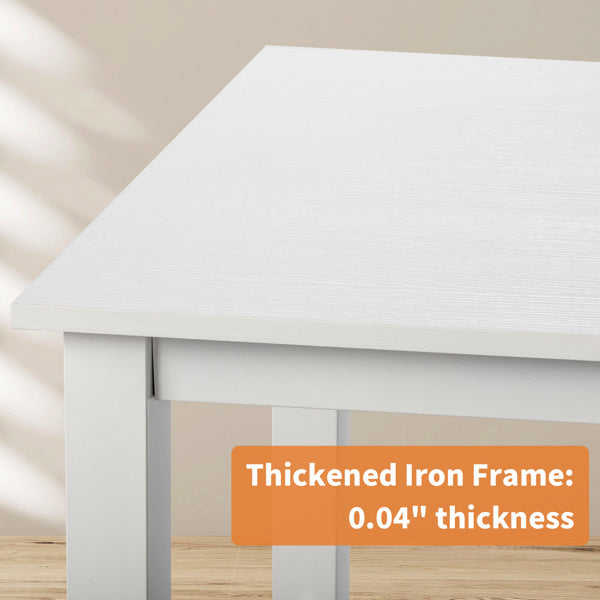 White table with a thickened iron frame label on a neutral background