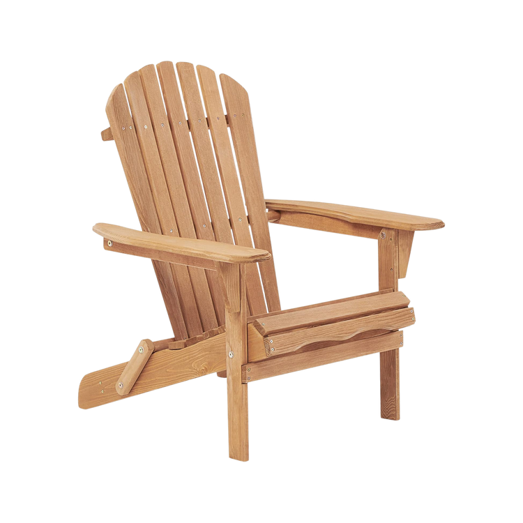 Wooden Adirondack chair on a white background