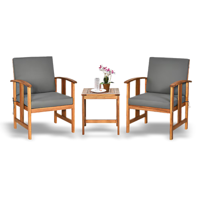 Wooden TV stand with wicker doors on a light gray background