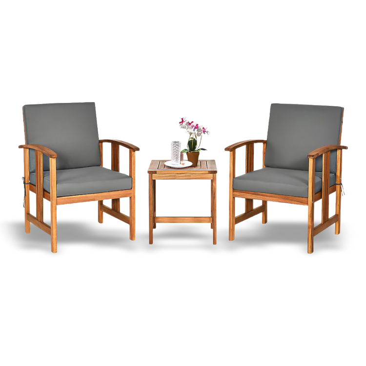 Wooden TV stand with wicker doors on a light gray background