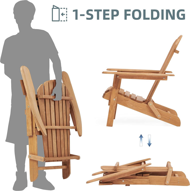 Wooden folding chair shown in various stages of folding with a person's silhouette for scale.