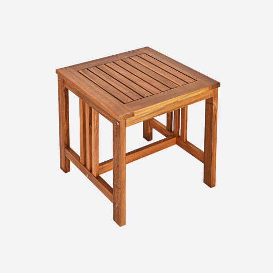 Wooden side table on a white background