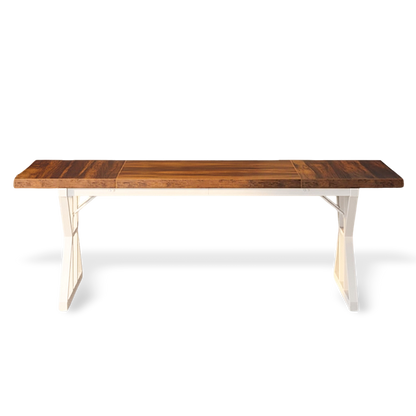 Two-tone brown white executive desk on a #f3f3f3 studio background