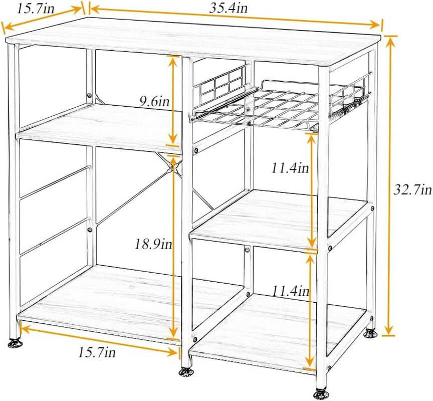 3 - Tier Kitchen Baker's Rack with Storage