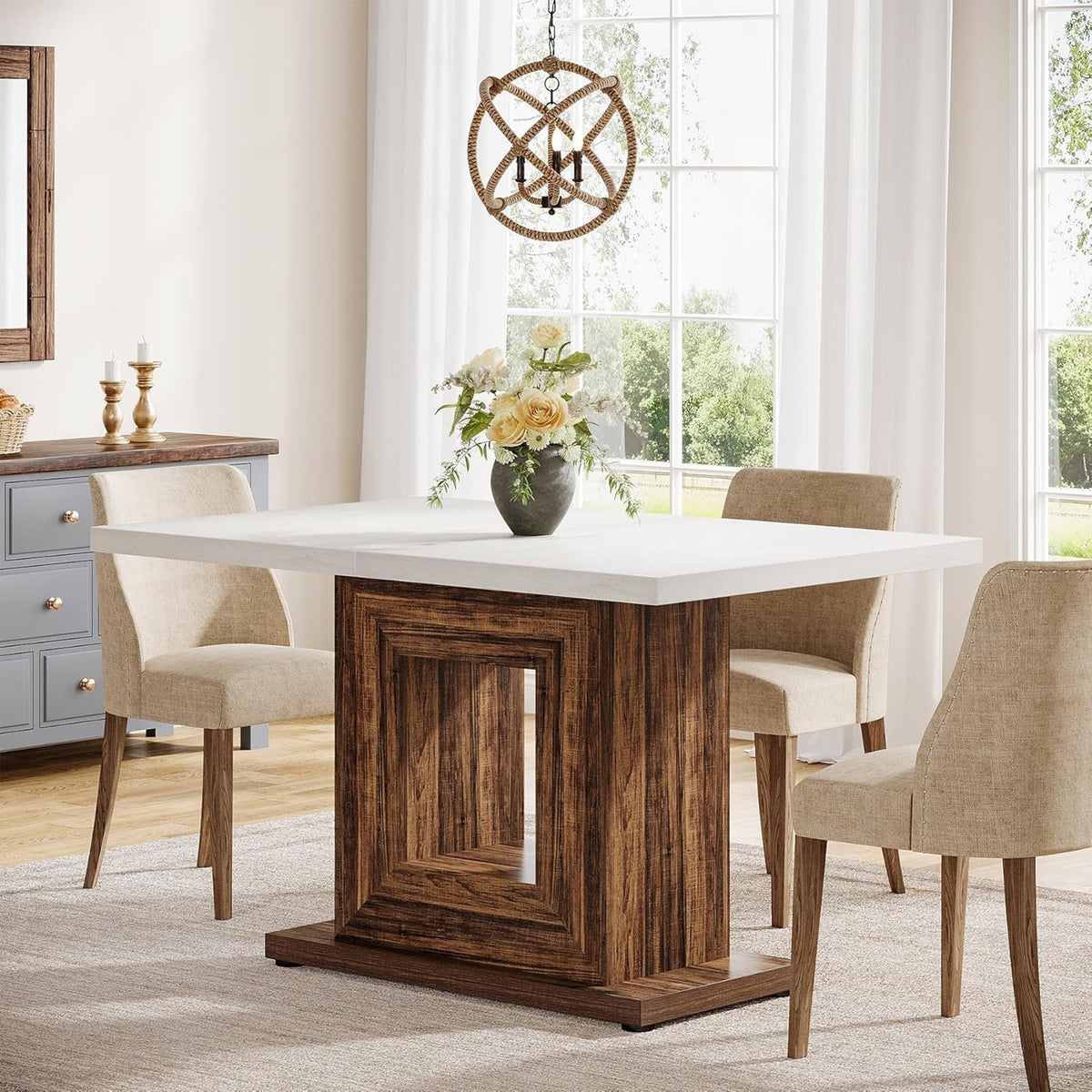 47 Inch Pedestal Dining Table for Small Kitchens and Nooks