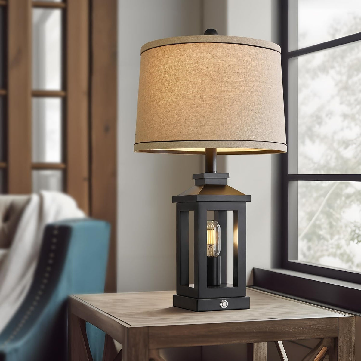 Retro Black Table Lamps Set of 2 With Touch Control and USB
