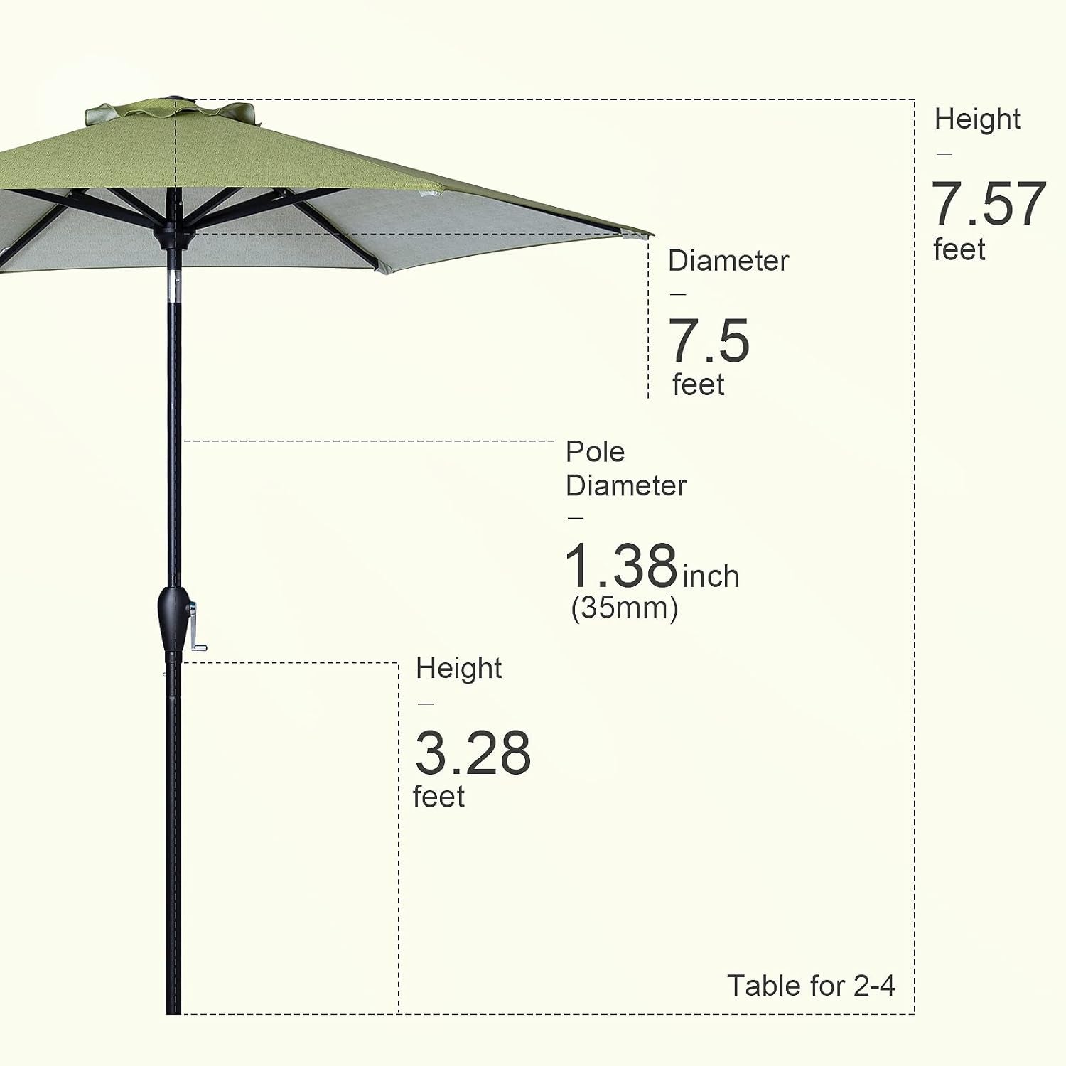 Auto-Tilt Patio Umbrella with Crank and Fade-Resistant Canopy