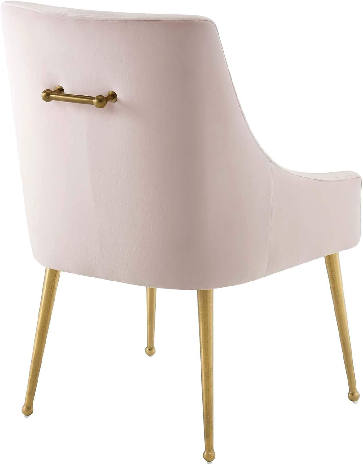 Pink Velvet Dining Chair With Gold Accents, Upholstered