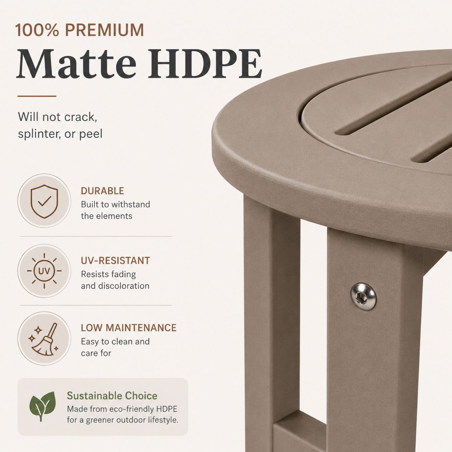 Verde Luxe HDPE All Weather Round Outdoor Side Table