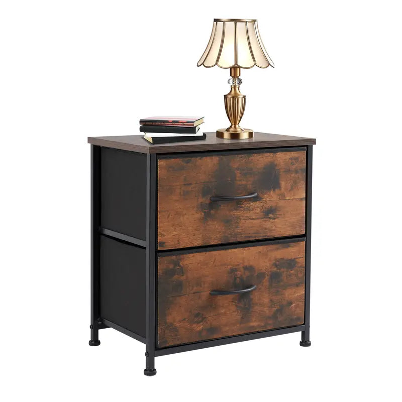 Modern Nightstand with 2 Fabric Drawers