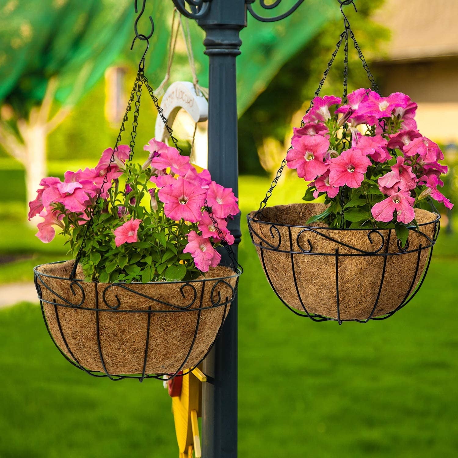 4 Pack 12" Metal Hanging Planters