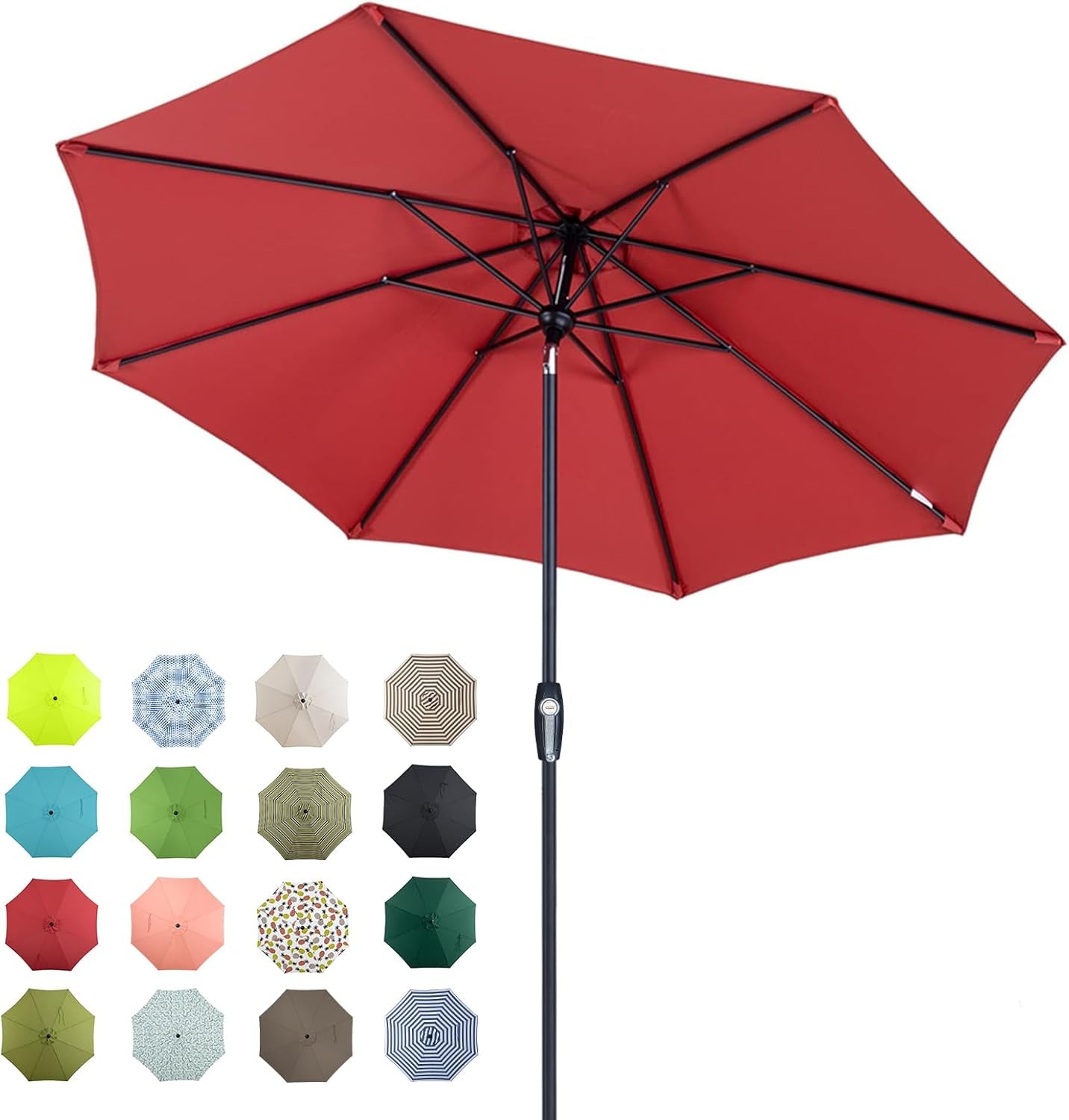 Auto-Tilt Patio Umbrella with Crank and Fade-Resistant Canopy