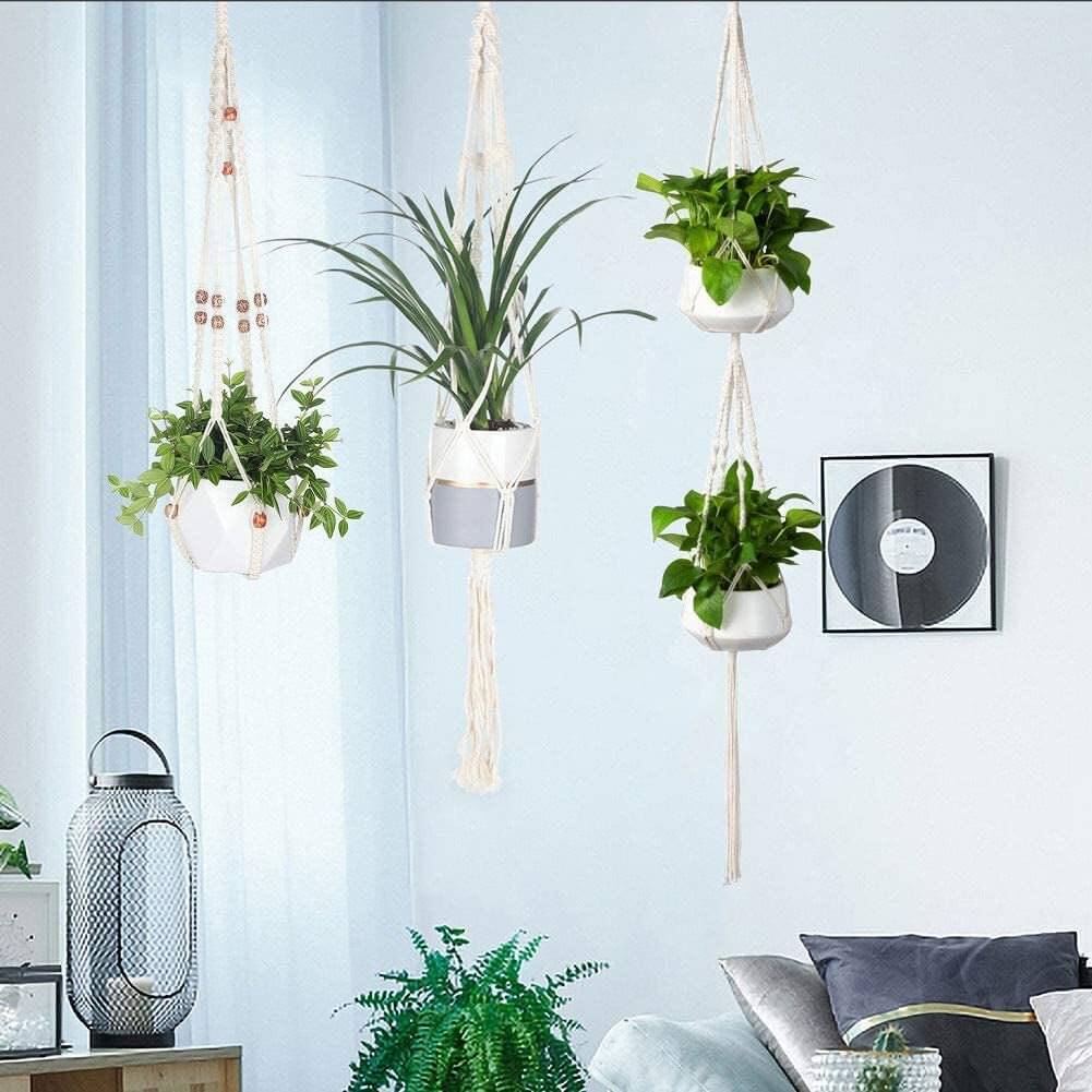 3 - Piece Macrame Plant Hangers with Hooks