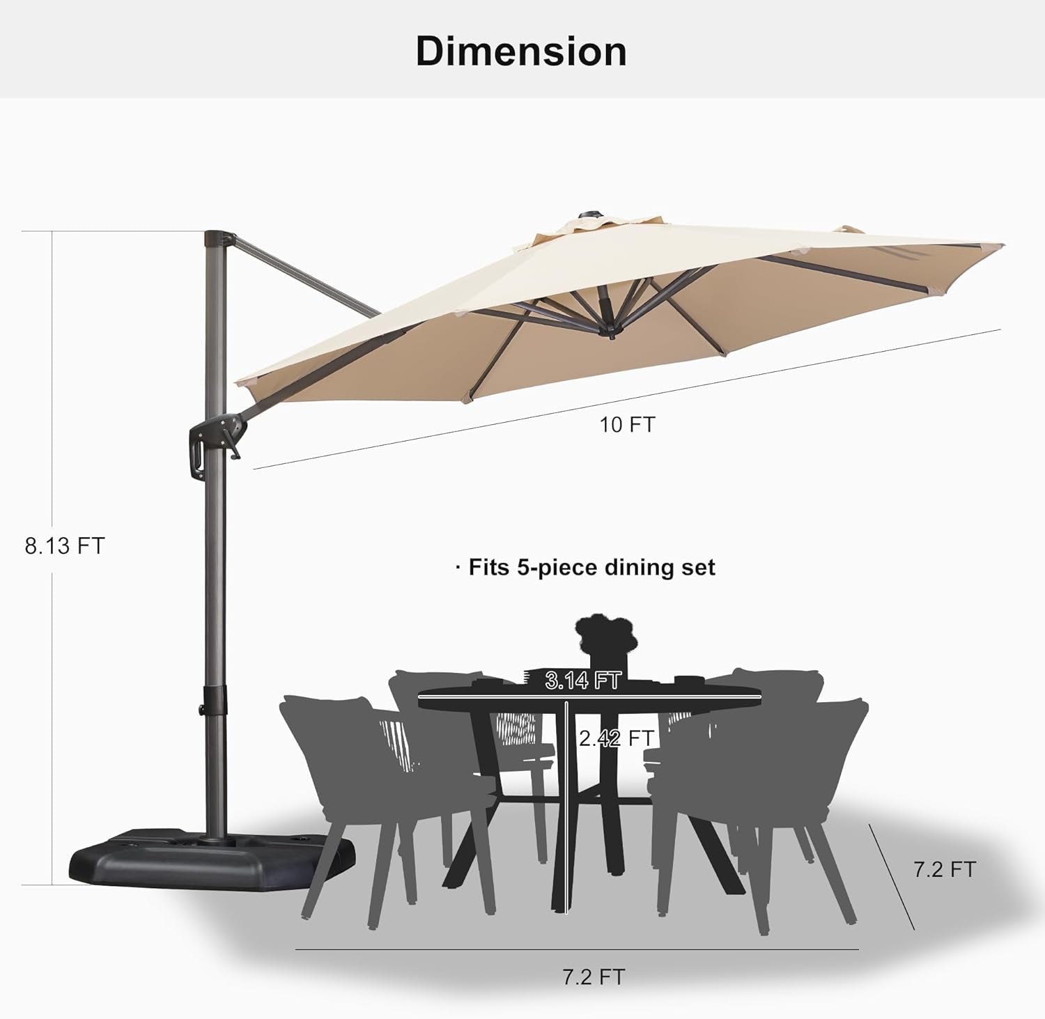 Aluminum Cantilever Umbrella with 360° Rotation